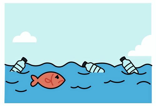 海洋プラスチックごみに苦しむ魚 海洋ごみ,プラスチック,魚,環境問題,エコ,海,水質汚染,ペットボトルのイラスト素材