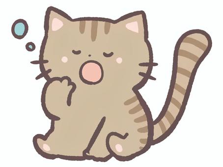 寝る前にあくびをする可愛い動物の猫 寝る,あくび,睡眠,眠い,眠気,猫,動物,生き物,哺乳類,かわいいのイラスト素材