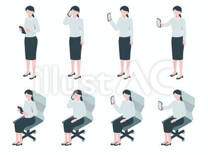 人物42_スマホを持つ女性