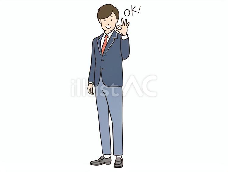 OKサインをする男子高校生（ブレザー） 男子高校生,ブレザー制服,制服のイラスト素材