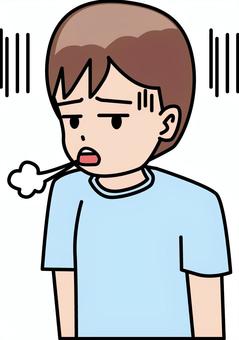 落ち込む男の子 落ち込む,がっかり,ため息,男の子,子供,小学生,表情,シャツ,線画のイラスト素材