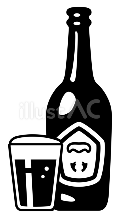 アイコン 瓶ビール グラス 黒