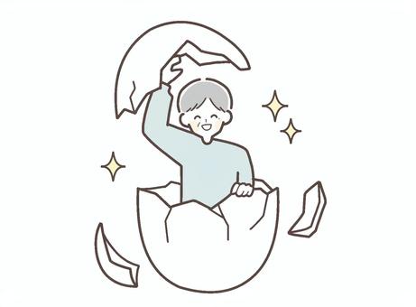 引きこもりから回復した笑顔の中高年 引きこもりから回復した笑顔の中高年 引きこもり,回復,中年,年配,中高年,シニア,おじさん,おじいさん,抜け出す,笑顔のイラスト素材