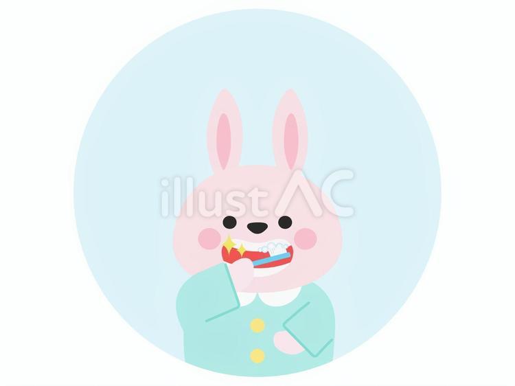 歯磨きをしているうさぎのアイコン 歯磨き,動物,かわいいのイラスト素材