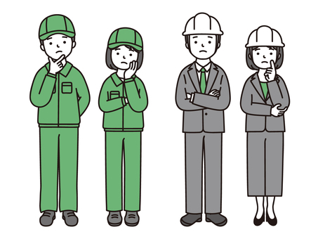 考える作業員 作業員,現場作業員,土木,建築,建設,建設業,製造業,電気工事,工場,現場のイラスト素材