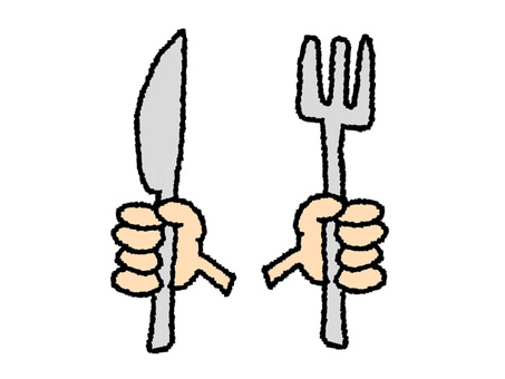 ナイフとフォーク ナイフ,フォーク,道具,pop調,手描き,挿絵,ワンポイント,素材,商用可,無料のイラスト素材