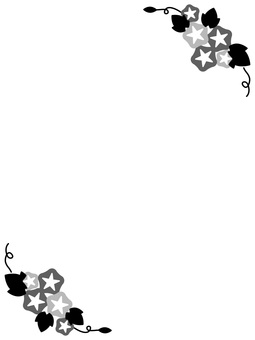 モノクロの朝顔のある夏のフレーム背景 フレーム,夏,背景,花,朝顔,和風,飾り枠,縦,モノクロ,黒のイラスト素材