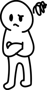 棒人間　不満そうな人 不満,むすっと,不機嫌,困り顔,悩み,表情,ネガティブ,イライラ,もやもや,ストレスのイラスト素材