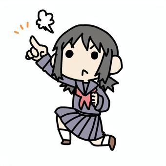 Illustration, student, fired up, finger pointing, 