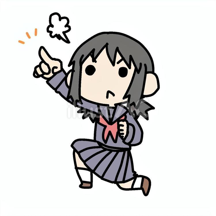気合の入った指差し確認する学生少女 学生,気合,指差しのイラスト素材