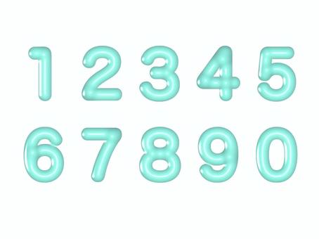 ぷっくり数字 数字,ぷっくり,つやつや,艶感,かわいい,文字,青,エメラルドグリーン,デコレーション,フリー素材のイラスト素材