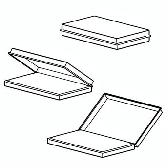 スタンプ台の線画 スタンプ台,インク,フタ,ハンコ,線画,モノクロ,立体,シンプルのイラスト素材