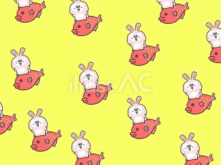 鯛にのるうさぎの背景_01 うさぎ,兎,卯のイラスト素材