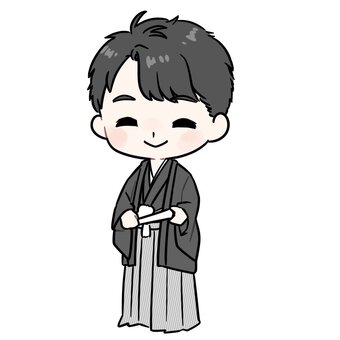 袴姿の男の子　笑顔 袴,卒業式,卒業,全身,人物,人,和服,和装,立ち絵,卒業証書のイラスト素材