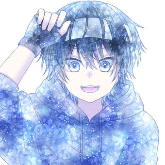 男の子 人物,男の子,キャラクター,パーカー,水彩,キラキラ,青,水色,アイコン,プロフィールのイラスト素材