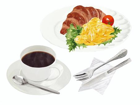 Morning set (coffee croissant), JPG and PNG Morning set (coffee croissant), coffee, croissant, morning set, JPG and PNG