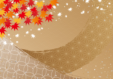 秋の紅葉と美しい金色の和風背景素材 秋の紅葉と美しい金色の和風背景素材 秋,紅葉,和風,和柄,紙吹雪,曲線,背景のイラスト素材