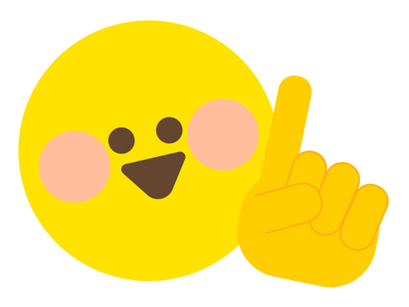 にこちゃん（教える） 笑顔,スマイル,黄色,表情,手,教える,人差し指のイラスト素材
