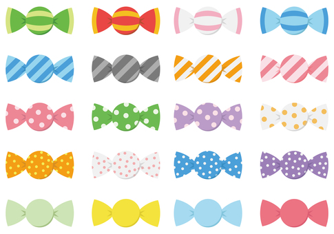 飴玉セット 飴玉セット あめ,飴玉,キャンディー,お菓子,駄菓子,包み紙,甘い,かわいい,カラフル,ストライプのイラスト素材