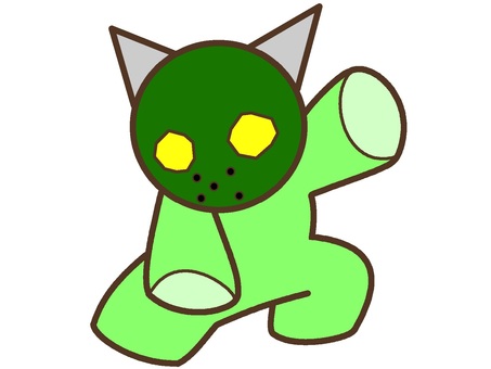 Green masked monster icon with a decided pose, , JPG and PNG