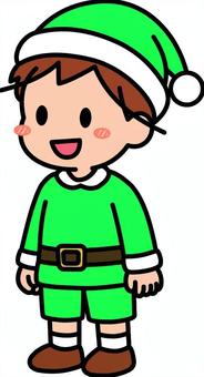 緑のサンタコスの男の子です。