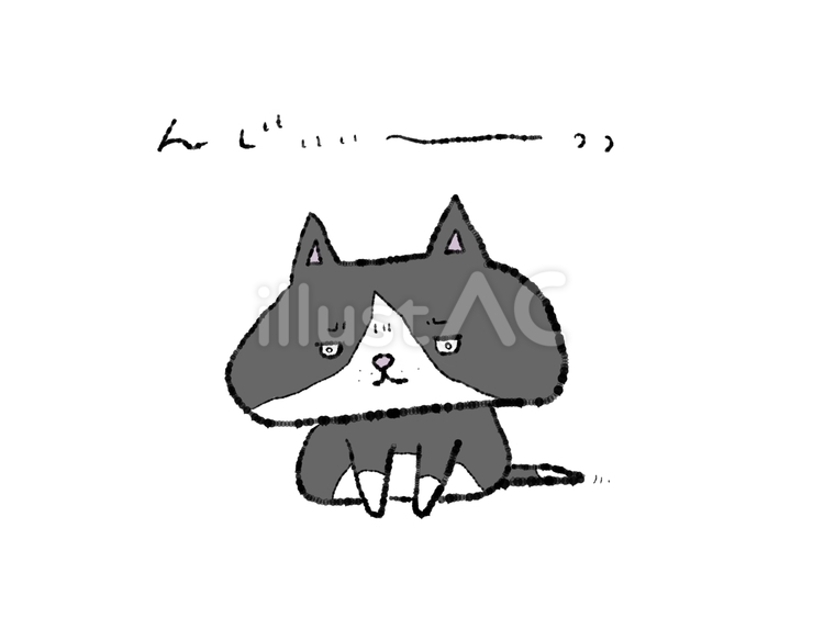 んじ〜っと見つめる猫 保護猫,地域猫,猫のイラスト素材