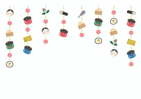 節分のつるし飾り02 節分のつるし飾り02 節分,鬼,豆,恵方巻,フレーム,背景,あしらい,飾り,コピースペース,節分豆のイラスト素材