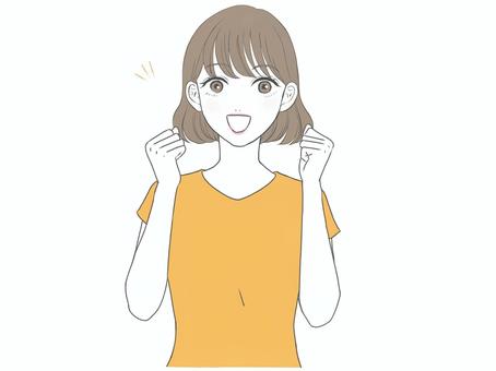応援する女性 応援する女性 ガッツポーズ,女性,美人,キレイ,可愛い,頑張る,がんばる,気合い,根性,やる気のイラスト素材