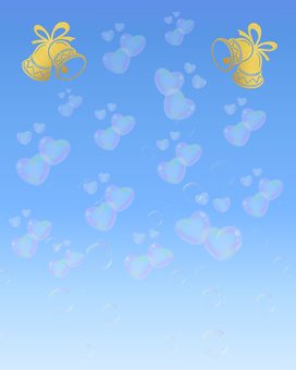 ベルとハートの祝福背景 背景,壁紙,きらめき,ハート,泡,シャボン玉,青,グラデーション,キラキラ,かわいいのイラスト素材