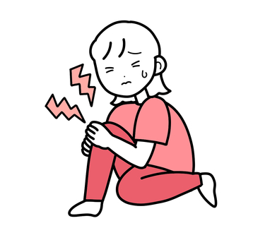 シンプル膝痛い女（p） シンプル,膝,痛い,痛み,人,女,怪我,辛い,手描き,線画のイラスト素材