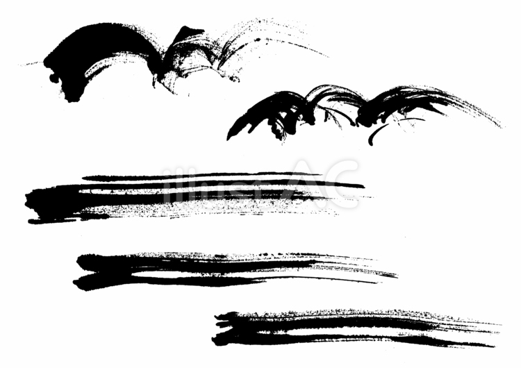 筆タッチ素材の波線曲線 筆,曲線,波線のイラスト素材