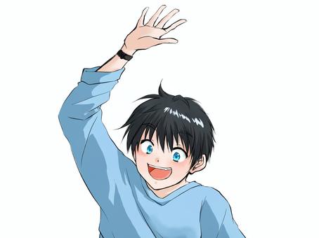 boy waving, , JPG and PNG