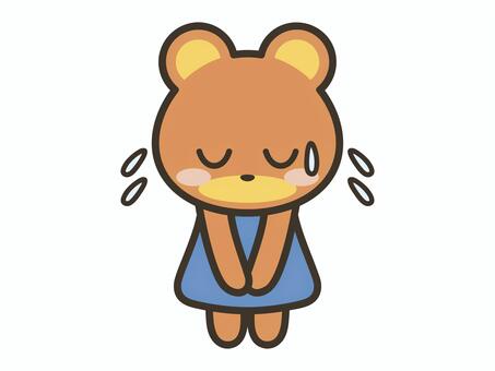 大汗をかいて謝るかわいいくまのキャラ 謝る,くま,焦る,かわいい,汗,反省,お詫び,お辞儀,ごめんなさい,礼のイラスト素材