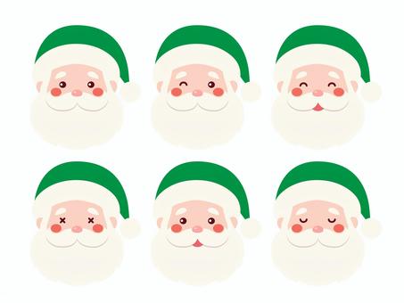 サンタ顔セット/緑 サンタ顔セット/緑 サンタ,顔,クリスマス,シンプル,ベクター,セット,xmas,christmas,メリークリスマス,サンタクロースのイラスト素材