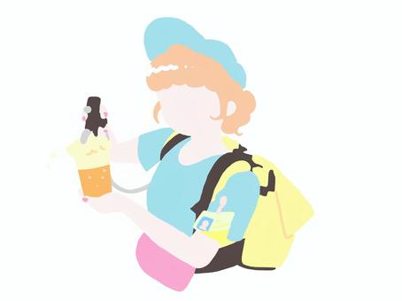 Illustration, stade, bière, vente par le box-office, 