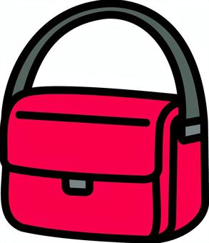 赤の手提げバッグです。 手持ち,バッグ,シンプル,手提げ,ハンドバッグ,ファッション,小物,通勤,通学,日常のイラスト素材