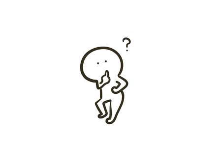 自分を指差して疑問に思う棒人間のイラスト 棒人間,人間,ポーズ,全身,指差し,はてな,疑問,質問,謎,何故のイラスト素材