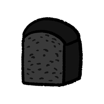 竹炭の山食パン手描きイラスト 竹炭,パン,食パン,山食,山型,手描き,イラスト,食べ物のイラスト素材