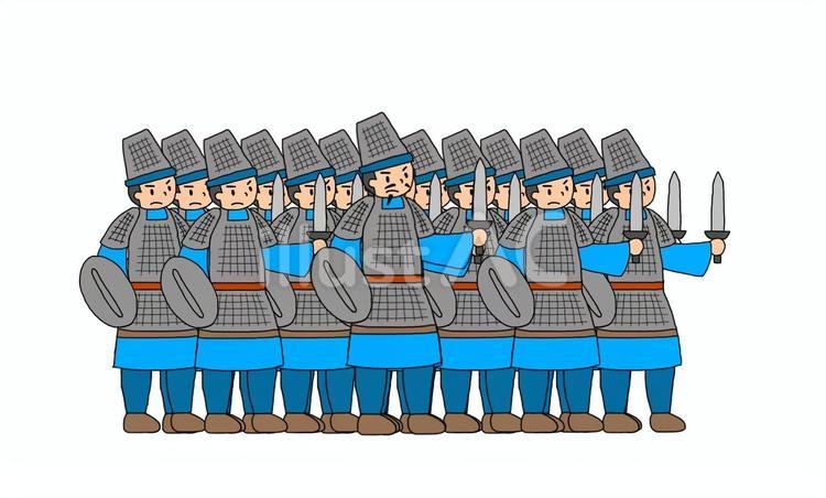 古代中国風の歩兵部隊 戦士,兵士,闘士のイラスト素材