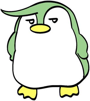ジトっと見てくる緑ペンギン ペンギン,動物,生き物,生物,鳥類,ジト目,緑,気取る,雄,男の子のイラスト素材