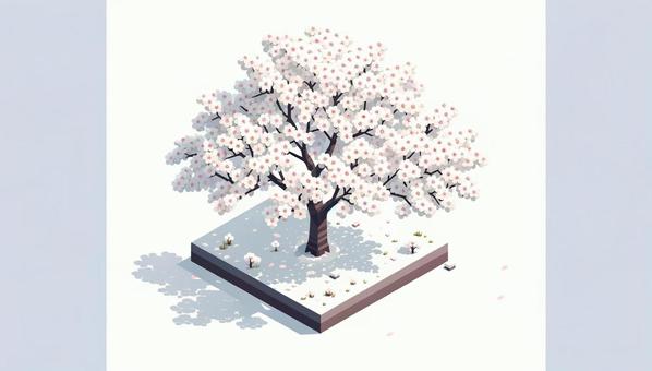 Illustration, full bloom, cherry blossoms, wood, 