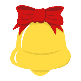 クリスマスベル クリスマス,ベル,リボン,手書き,飾り,黄色,赤,鈴,クリスマスベル,かわいいのイラスト素材