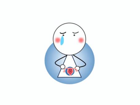 女性の体を守る！子宮の健康状態イラスト③ 子宮,卵巣,卵管,不調,子宮頸がん,子宮体がん,子宮頸管炎,子宮内膜炎,ヘルプ,助けてのイラスト素材
