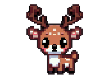 ドット絵トナカイ ドット絵,ピクセルアート,ドット,ちびキャラ,２頭身,レトロ,トナカイ,クリスマスのイラスト素材