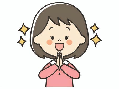 感動する女の子 感謝,ありがとう,嬉しい,喜び,女の子,感動,感激,笑顔,いただきます,ごちそうさまでしたのイラスト素材