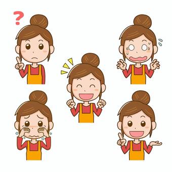 Apron facial expression set, , JPG, PNG and AI