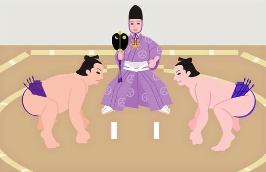 相撲の立ち会い 相撲の立ち会い 力士,相撲,立ち会い,行司,はっけよいのこった,大相撲,まわし,全身,大関,横綱のイラスト素材