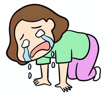 膝をついて涙を流して悔しがる女性 悔しい,悔しがる,悔し涙,膝をつく,女性,泣く,涙,大泣き,失敗,挫折のイラスト素材