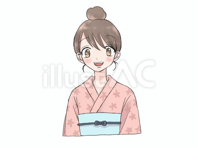 浴衣女子 女性,浴衣,着物のイラスト素材