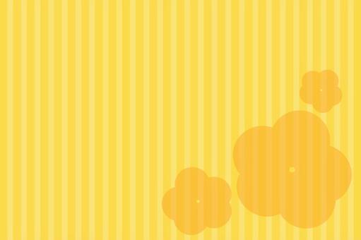 ストライプ・花柄・黄色 ストライプ,花柄,花模様,黄色,縞々模様,和柄,和風,ワンポイント,梅の花のイラスト素材